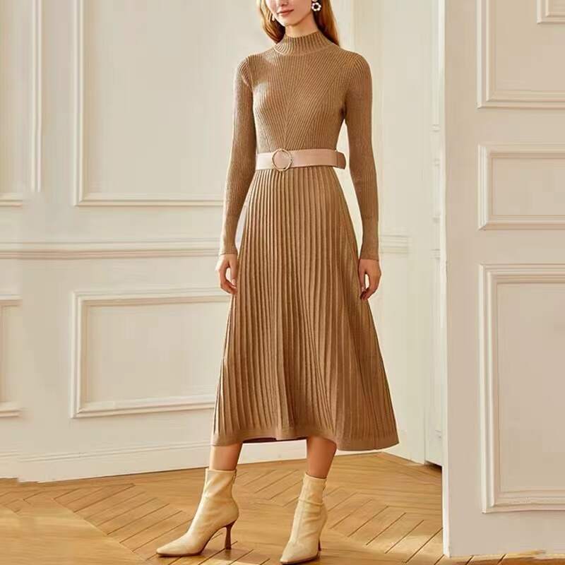 OEM ODM  Women Oversized Long Length Sexy Ribs Wrap Knitted Dress Sweater