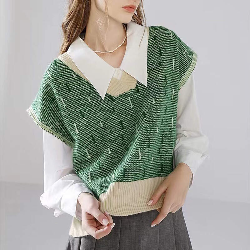 solid color knitted vest service, v neck round neck jacquard sleeveless sweater export, v neck round neck jacquard sleeveless sweater china, solid color knitted vest customize