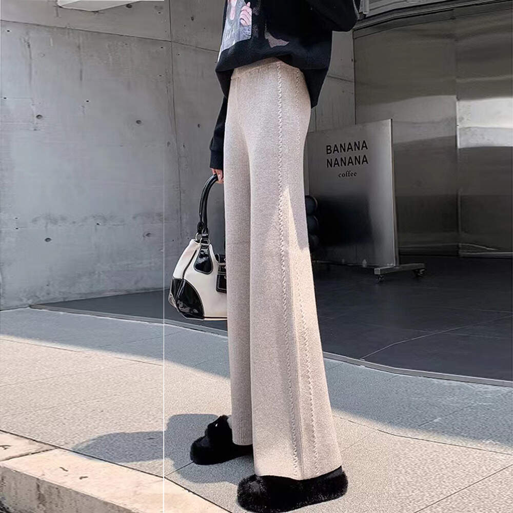 Custom Knitwear Loose High Quality Angora Women Straight Long Pants Sweater