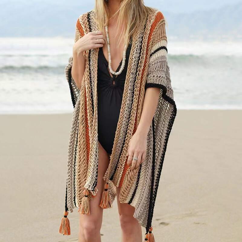 women hollowed knitted dealer, tassel knitwear dress wholesale, tassel knitwear dress import, tassel knitwear dress export, tassel knitwear dress china