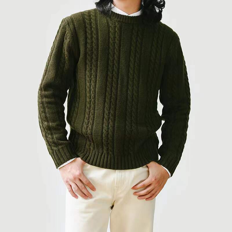 Men Autumn Winter Crew Neck Long Sleeves Business Sweater Wool Based knitwear