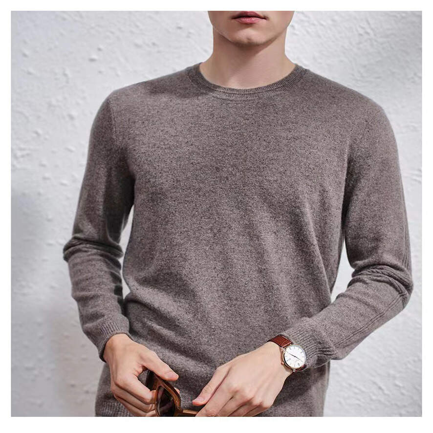 Men Autumn Winter Knitted Crew Neck Long Sleeves Stripes Cashmere  Sweater