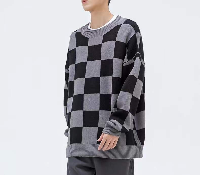 Men Autumn Winter Casual Crew Neck Sweater, Long Sleeves Thick Outwear Fancy Knitted, Stripes Jacquard Sweater, Men Autumn Winter Long Sleeves Pullover, Printed Cartoon Anime Sweater