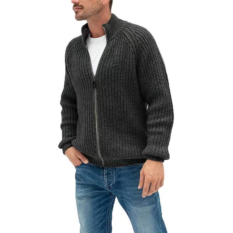 Men Autumn Winter Long Sleeves Top, Wool Knitwear, Custom Logo Fancy Patterns Sweater, Men Autumn Winter Thick High Neck Long Sleeves, Coat Twisted Cable Cardigan Knitwear