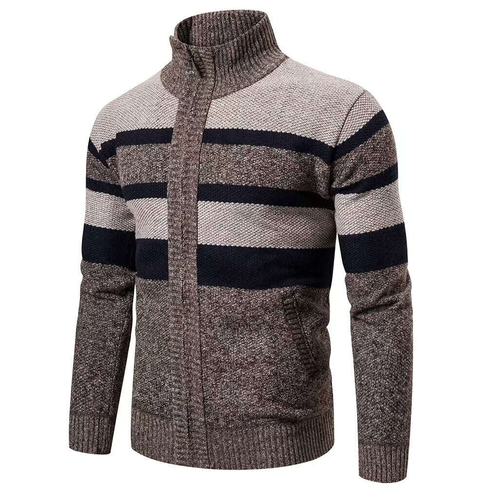 Men Autumn Winter Long Sleeves Top, Wool Knitwear, Custom Logo Fancy Patterns Sweater, Men Autumn Winter Thick High Neck Long Sleeves, Coat Twisted Cable Cardigan Knitwear