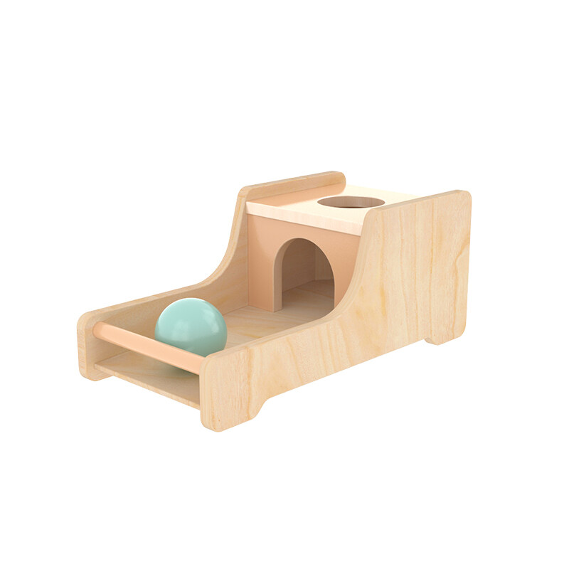 Rectangular ball-box educational Play subscribe baby toys training ball montessori wooden object permanence box With drawer Tray