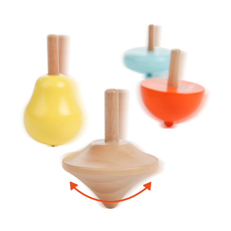 Educational Kids Children Classic Multicolor Wooden Mini Spinning Top Wooden Toy