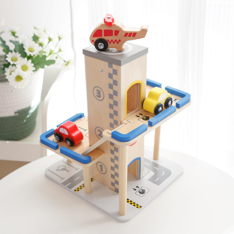 Kids assemble parking tower toy pretend play mini model Building parking lot toy cars set for kids
