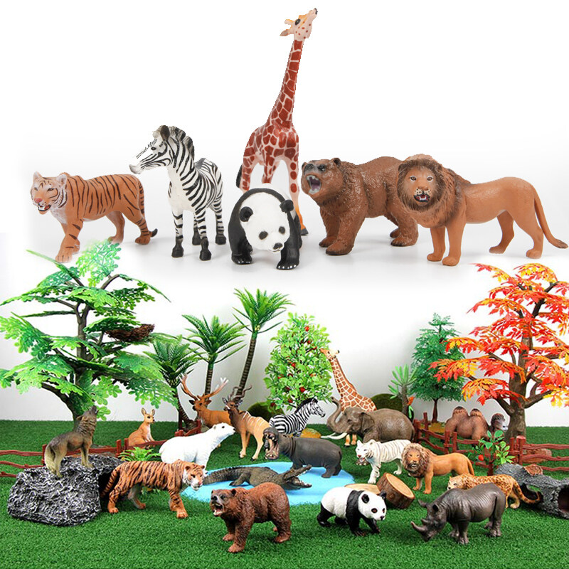PVC Simulation Solid Plastic Model Wild Animal Toys Small Farm Animal Figures Figurines Set For Kids Montessori Learning Resin