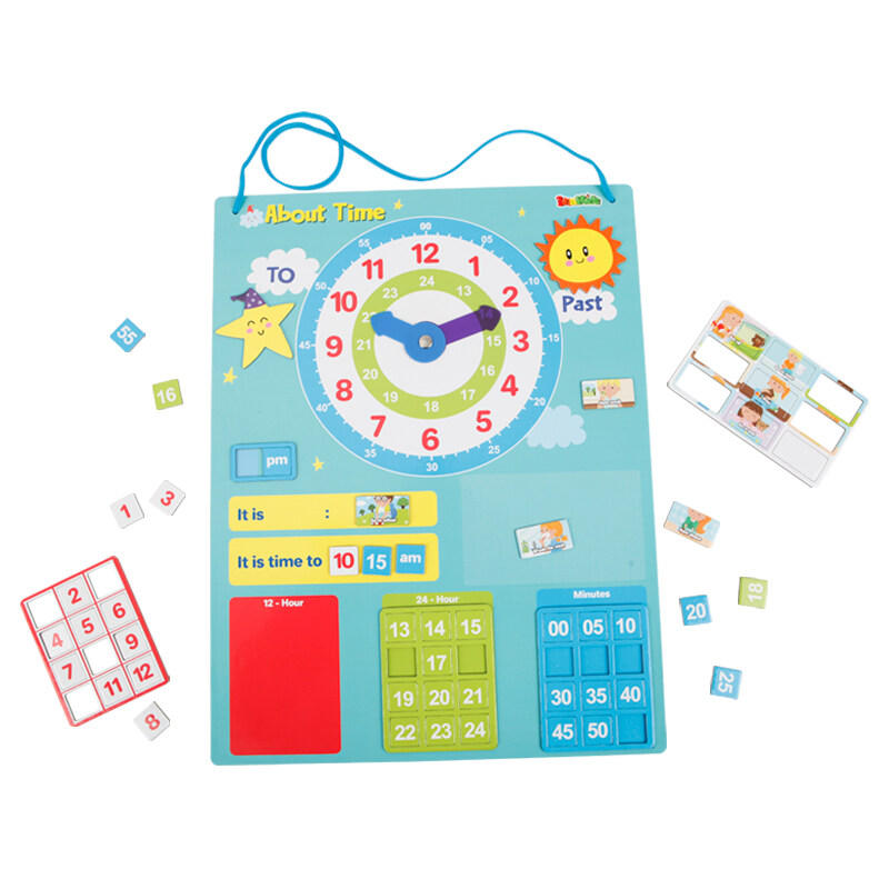 Montessori Baby Weather Season Cognitive Drawing Board Early Education Kids Magnetic Calendar Clock Learning Book Toys for Baby