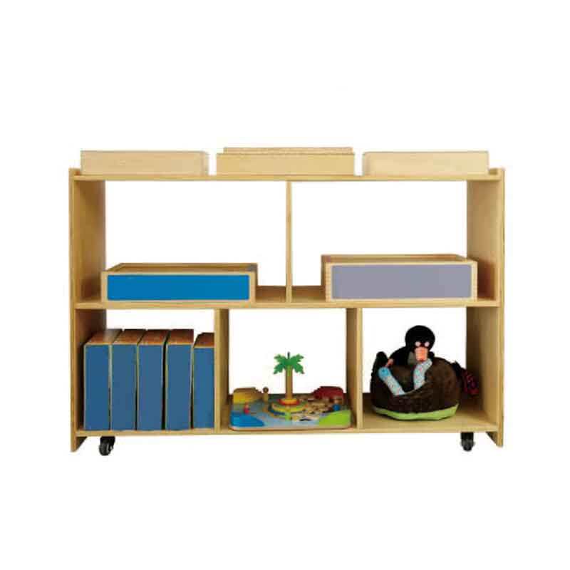Wooden Kids Toy Cabinet Storage For Kindergarten 2 Shelf Organizer Cabinets Block Kindergarten Cabinet with casters For Kid