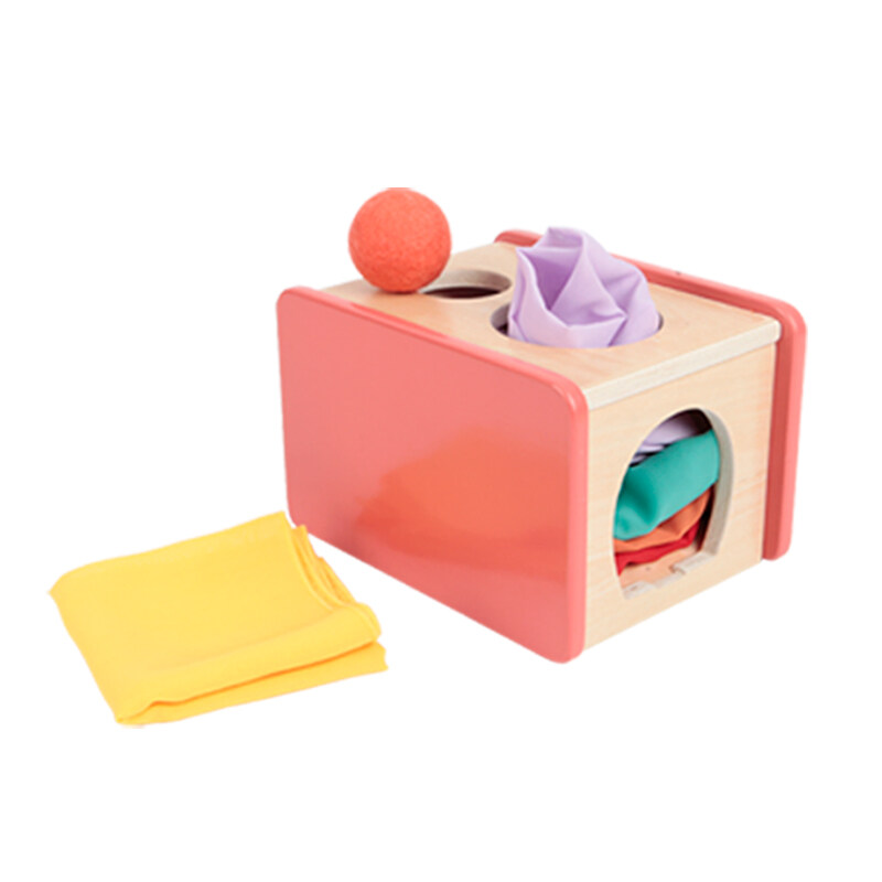 Hot Selling Preschool Wooden Educational Baby Tissue Box Learning Toys Infant Montessori Sensory  Baby Tissue Box with Ball Toy