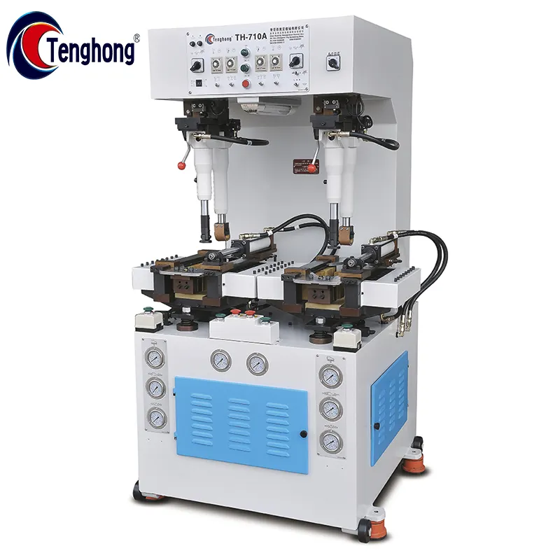 Automatic Double Station Pressing Machine Tenghong TH-710A Heavy-duty Walled Sole Attaching Machine Supplier