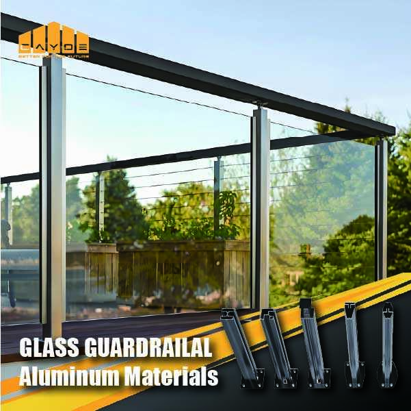 Aluminum alloy Column style glass guardrail