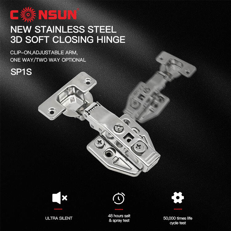 New stainless steel 3d soft closing hinge