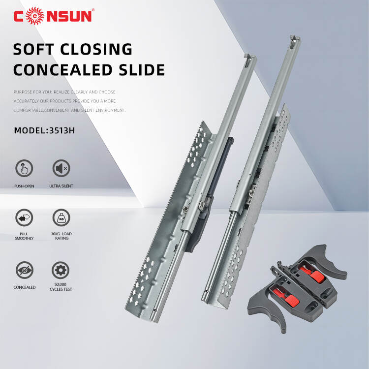 Soft closing concealed slide