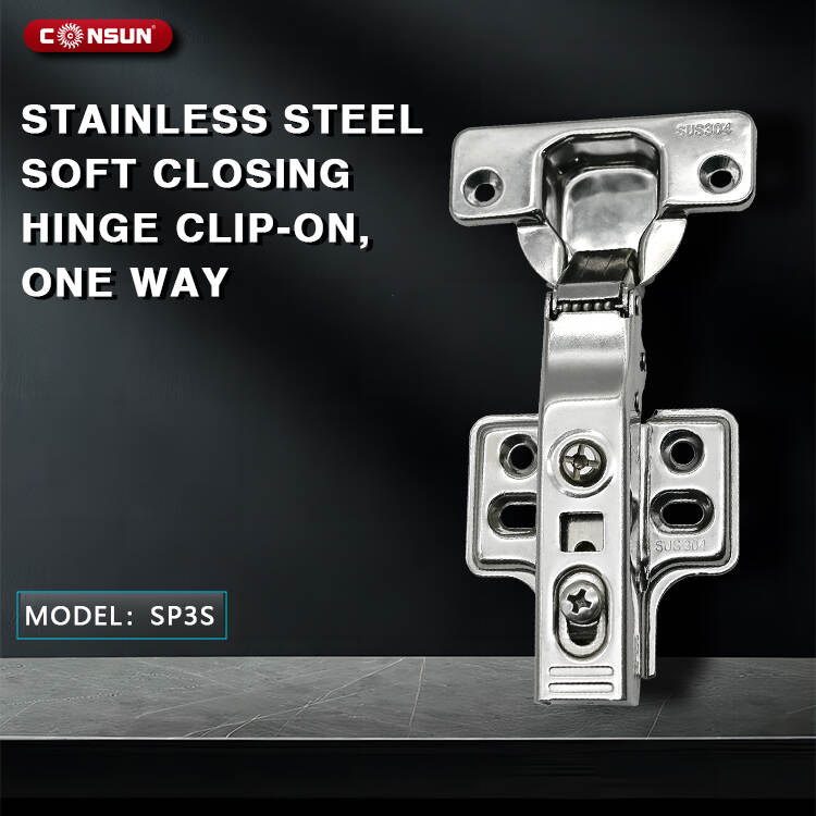 Stainless steel soft closing hinge clip-on, one way