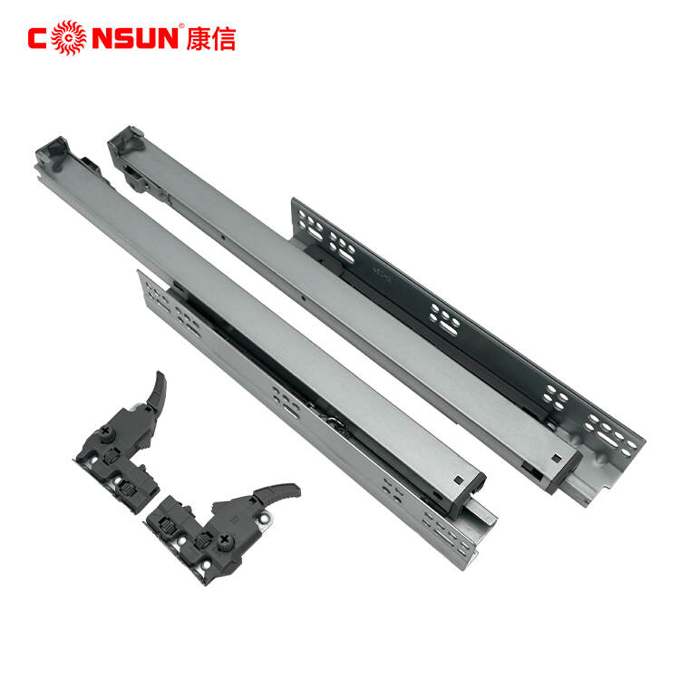 5D synchronous full - extension concealed soft closing slide
