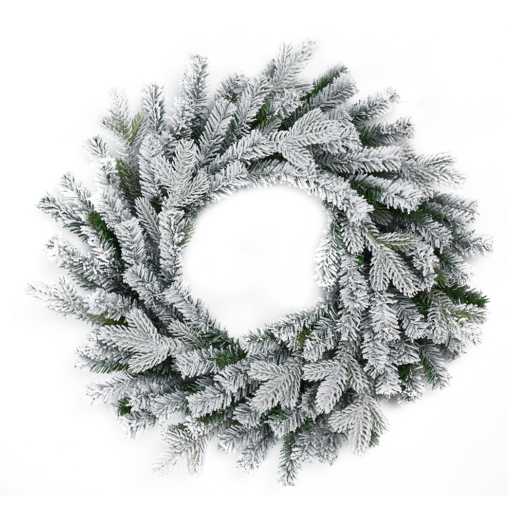 60cm PE mixed PVC snowy wreath