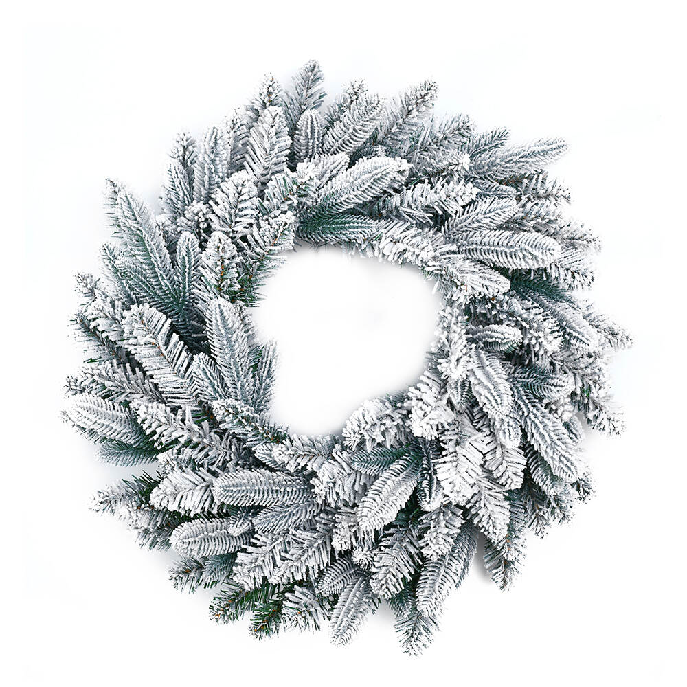 60cm PE mixed PVC wreath with snowy