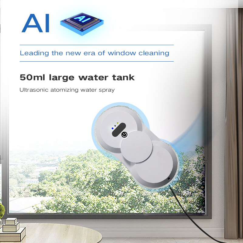 Robot de limpiador de ventanas de vidrio eléctrico ultra delgado, robot de limpieza de ventanas inalámbricas de porcelana