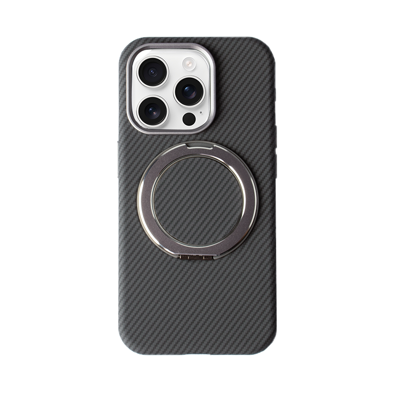 New Carbon Fiber Texture Magnetic Phone Case For iPhone 16 15 14 13 Pro Max 360 degree Kickstand  phone case