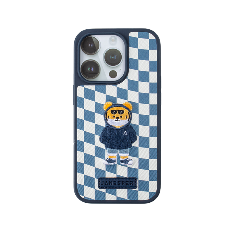 Cute tiger embroidery iPhone 15 case