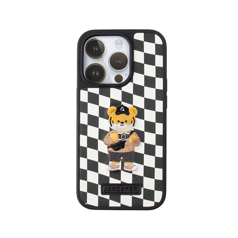 Cute tiger embroidery iPhone 15 case