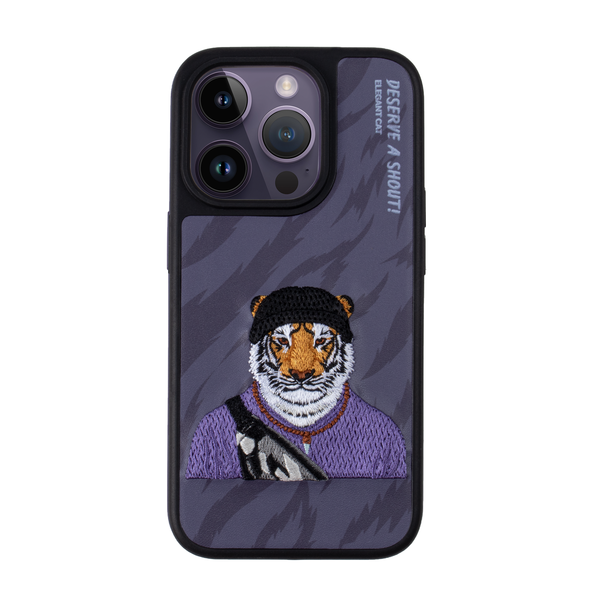 Tiger embroidery Card leather iPhone 15 phone case