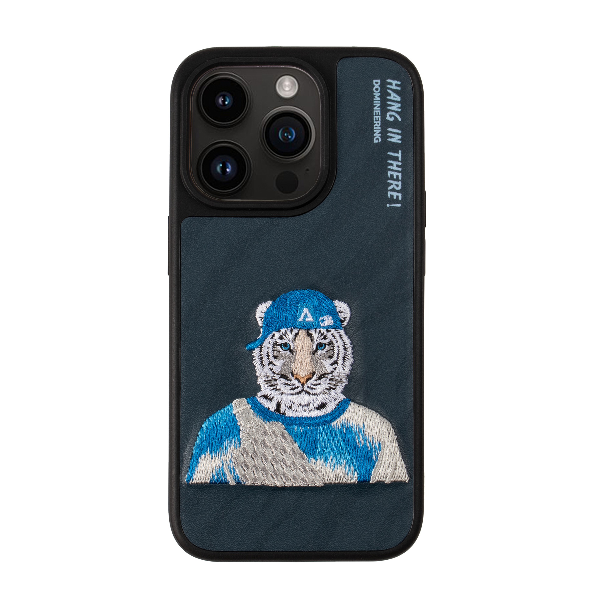 Tiger embroidery Card leather iPhone 15 phone case