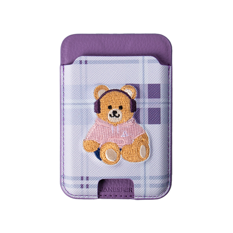 Bear embroidery card holder