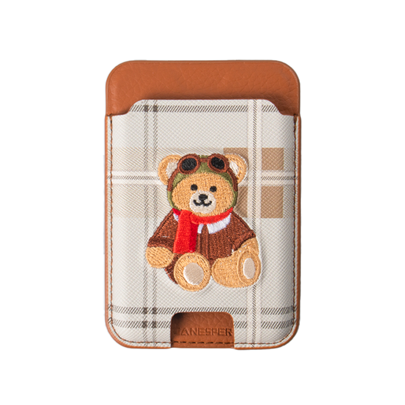 Bear embroidery card holder