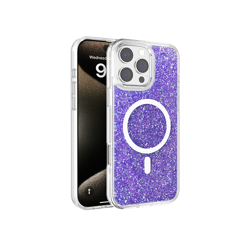 Colorful glitter glue magnetic iPhone 16 phone case