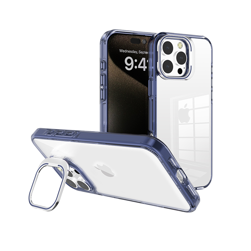 J3-Transparent flat mirror frame holder iPhone 16 mobile phone case