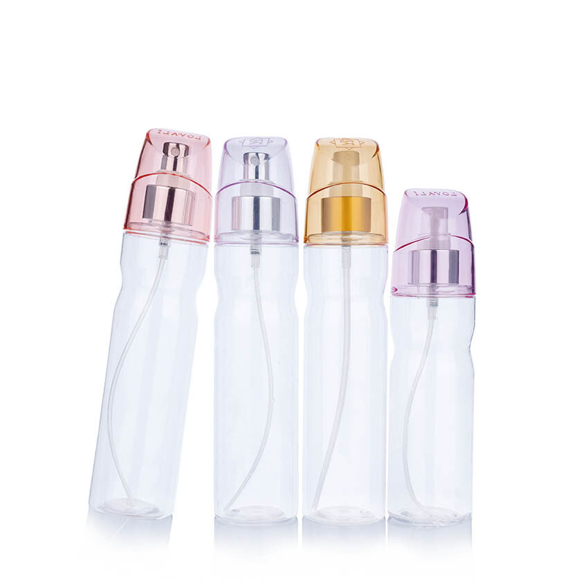 Clear Plastic Spray Bottle with Colorful Lid