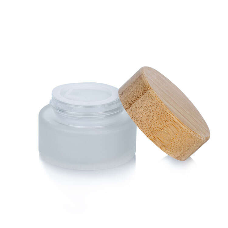 bamboo cream jars, frosted glass cream jar, glass jars for face cream