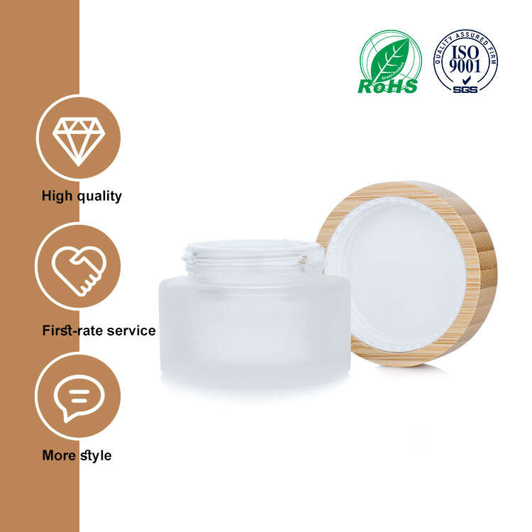 bamboo cream jars, frosted glass cream jar, glass jars for face cream