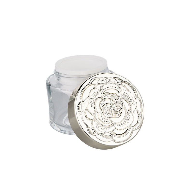 35g Gold Rose Embossed Lid Clear Glass Cream Jar