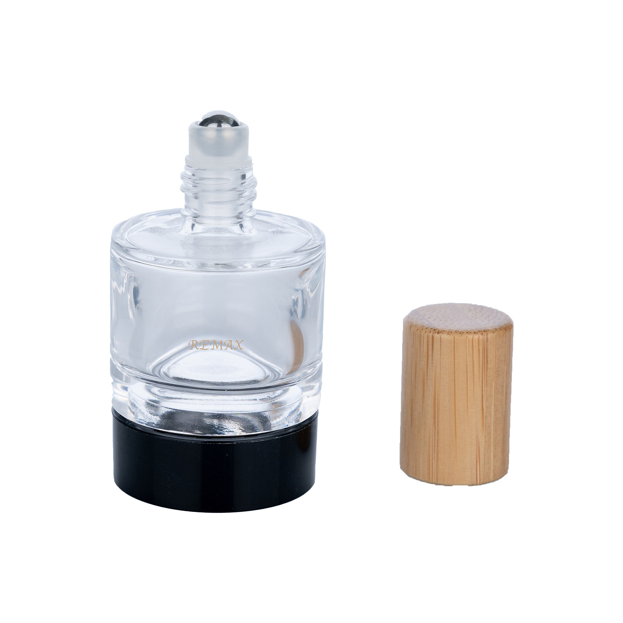 Wholesale Bamboo Lid Glass Perfume Roller Ball Bottle