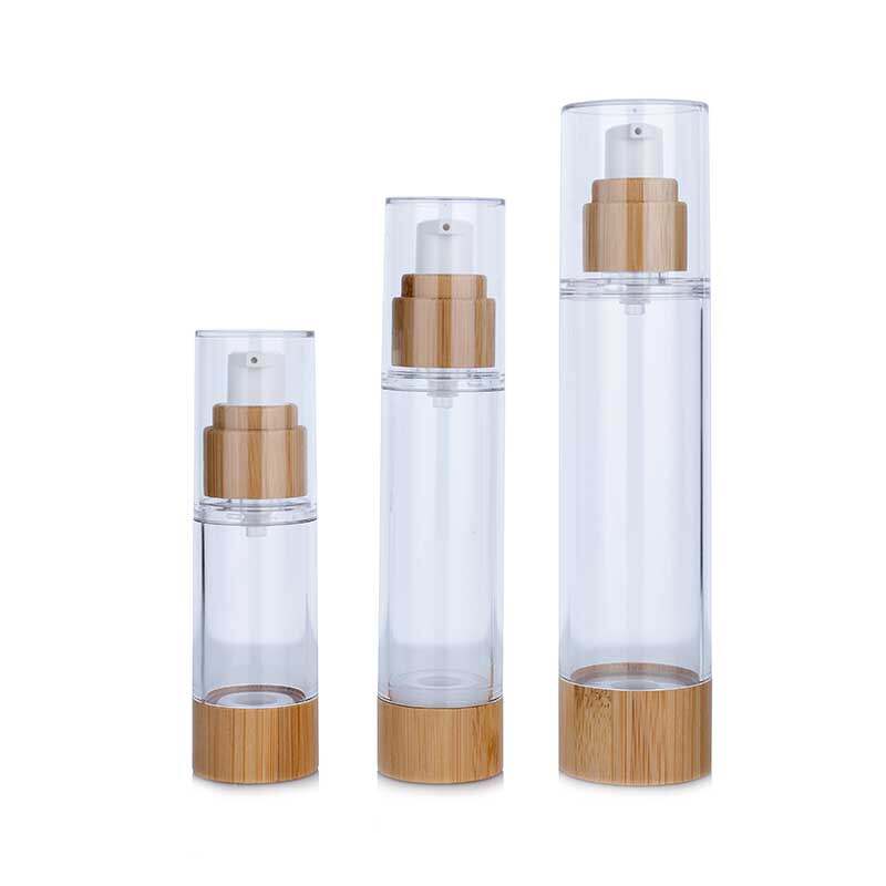 Custom Bamboo Wood Transparent Plastic Vacuum Bottle