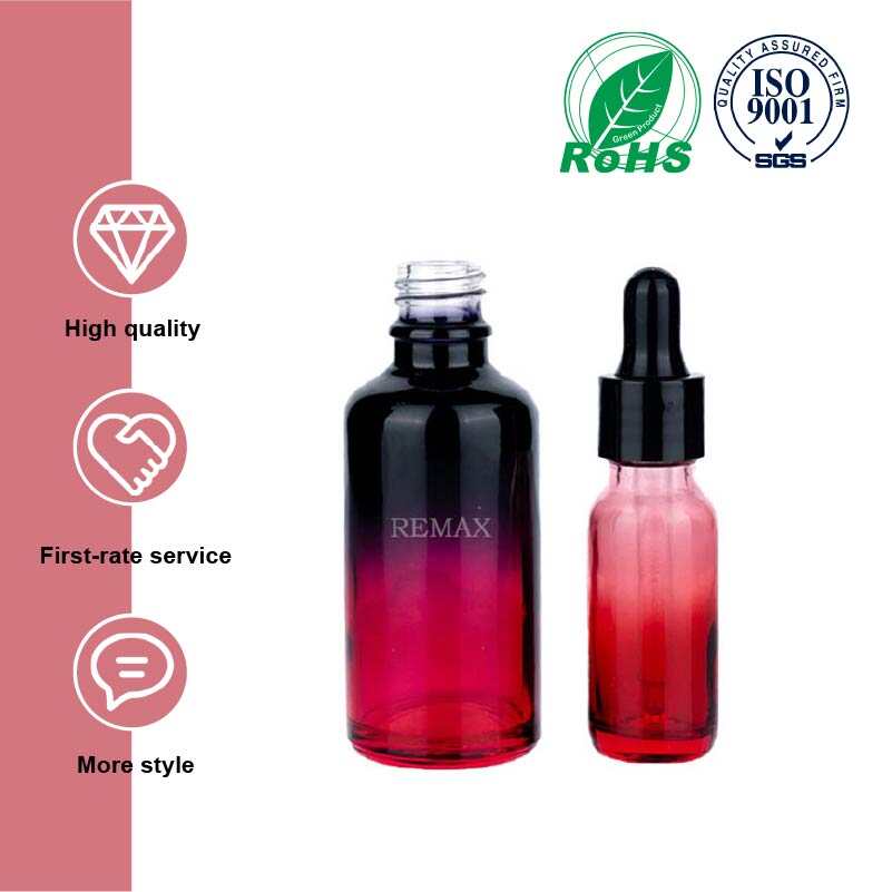 30ml Red and Black Gradient Glass Essential Oil Bottle