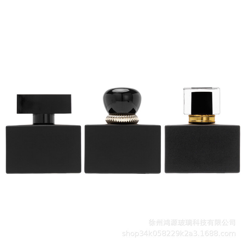 50ml Black Frosted Flat Square Perfume Bottle Wholesale Supplier