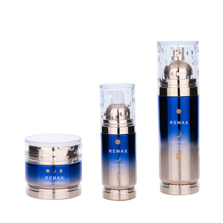 Custom Blue and Gold Gradient Glass Skin Care Packaging Set