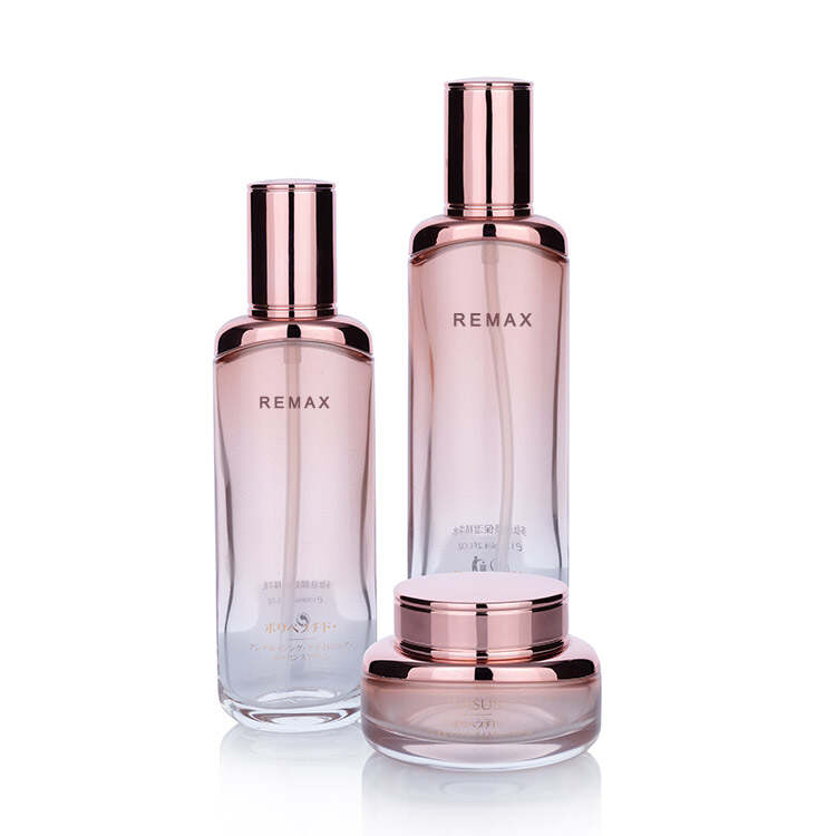 Pink Gradient Translucent Glass Skincare Packaging Set Wholesale Supplier