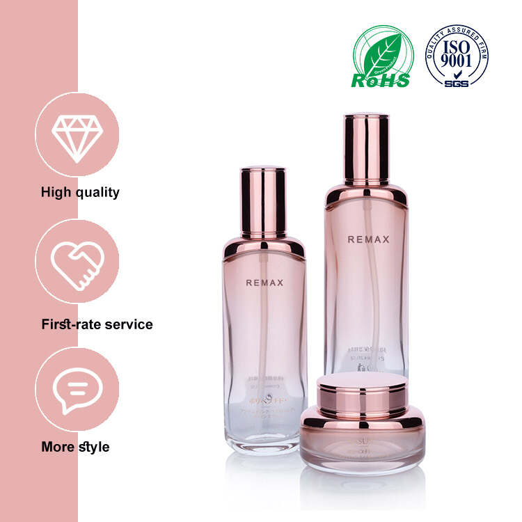 Pink Gradient Translucent Glass Skincare Packaging Set Wholesale Supplier