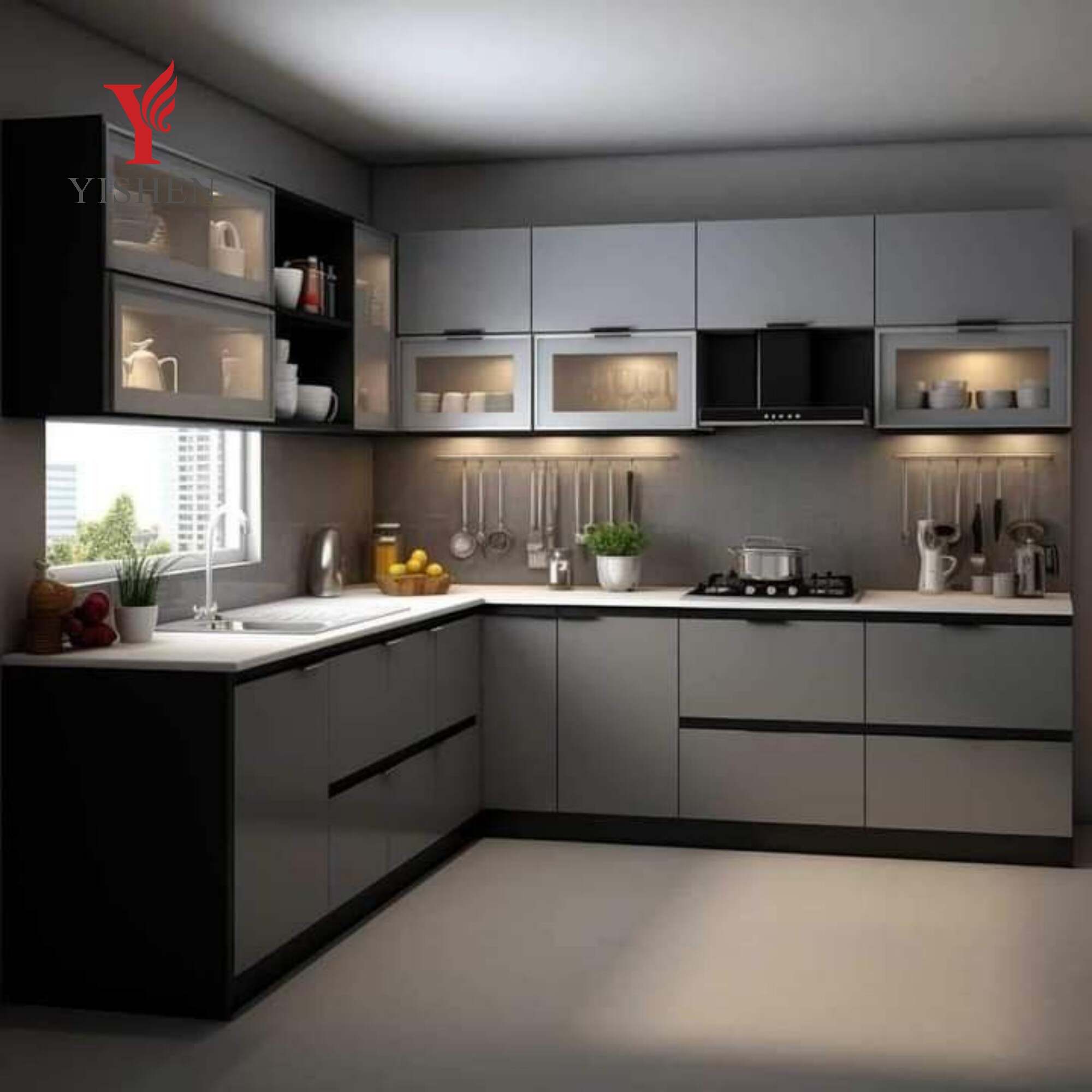 aluminum kitchen cabinet set