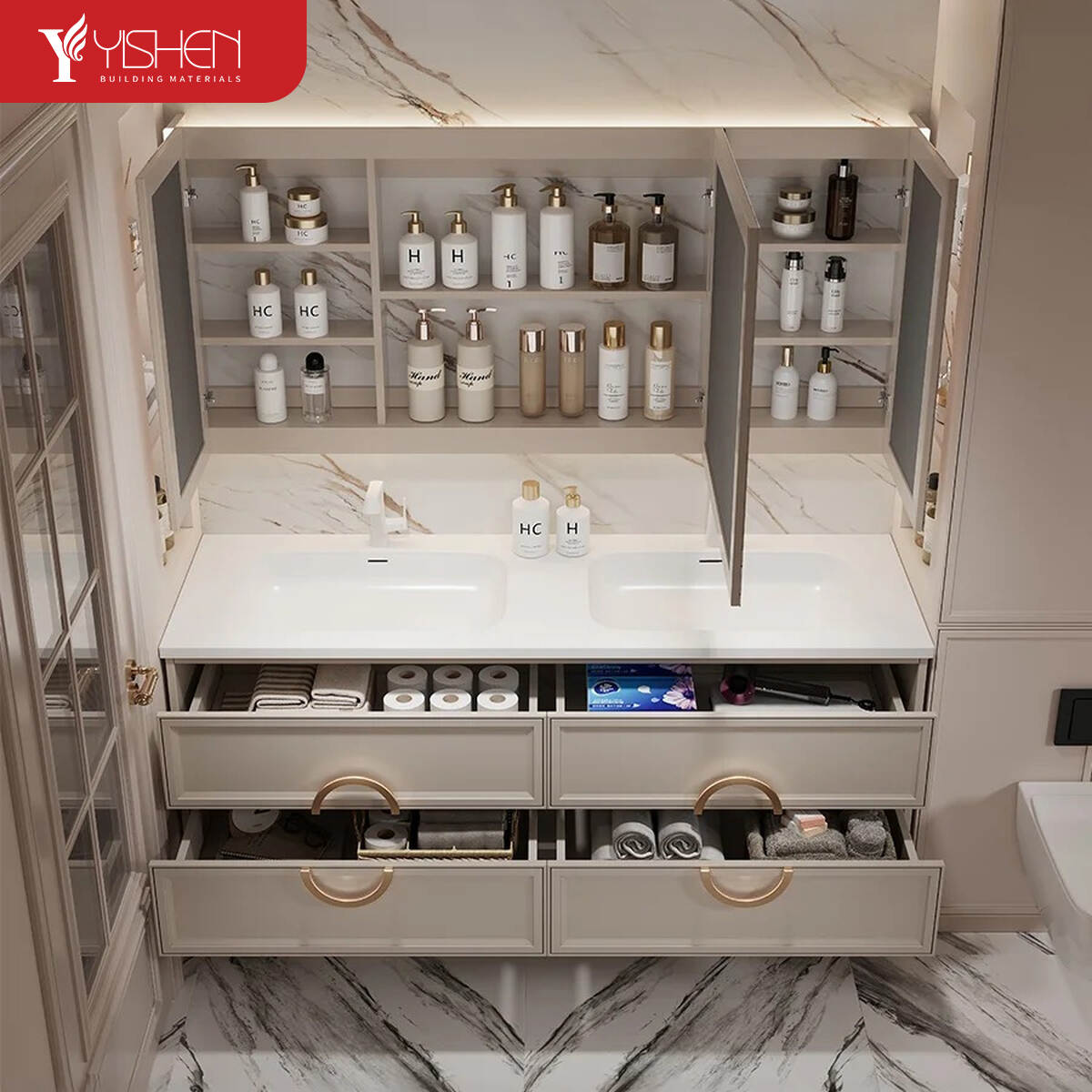 Wooden door bathroom cabinet