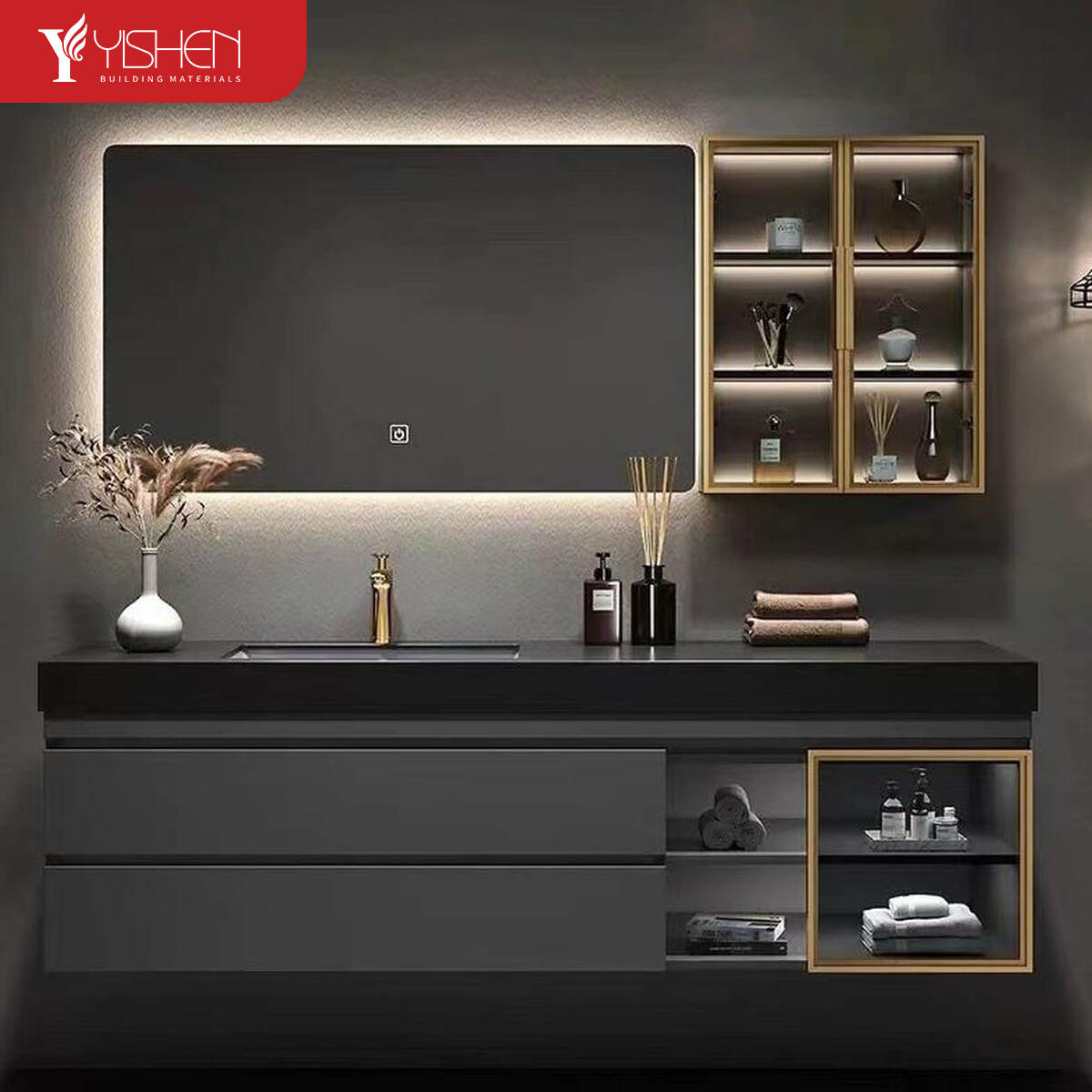 Customizable countertop bathroom cabinet