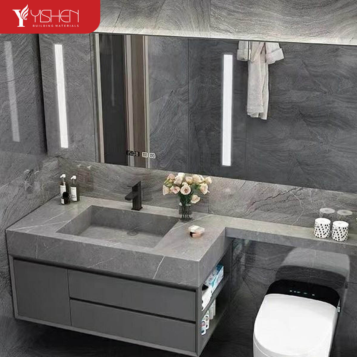 Sintered stone countertop bathroom cabinet