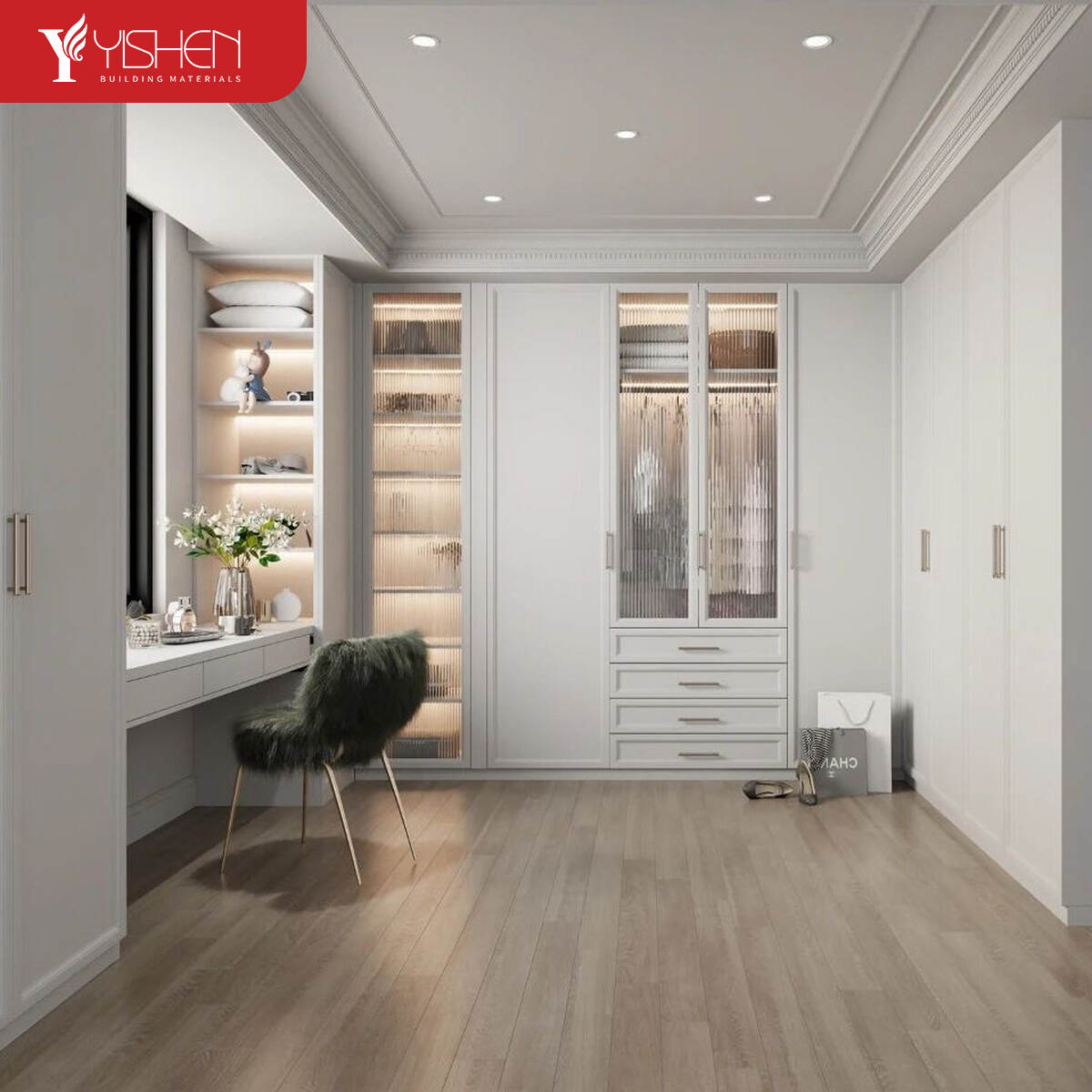Custom size bedroom wooden wardrobe